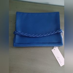 ARA Small Foldover Clutch in Cobalt of Full Grain Cowhide.  New With Tag…